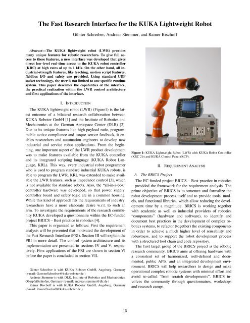 udelukkende mangel domæne The Fast Research Interface for the KUKA Lightweight Robot