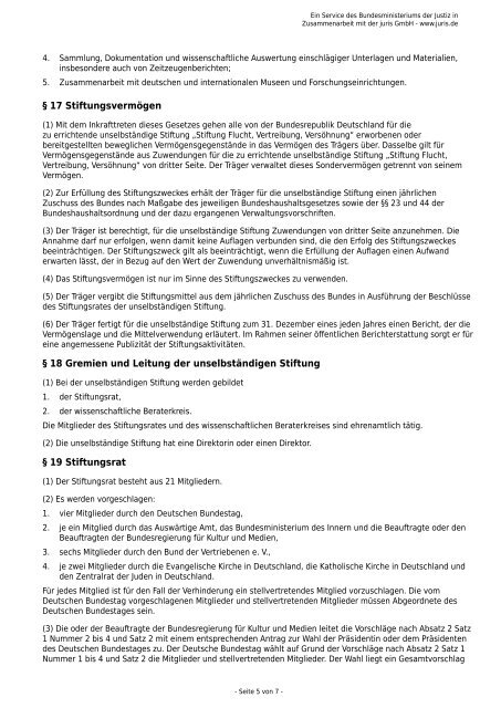 Gesetz 2010 [PDF] - Stiftung Flucht, Vertreibung, VersÃ¶hnung