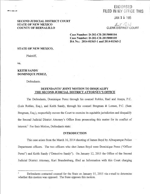 04 defendants joint motion to disqualify the second judicial district 04 defendants joint motion to disqualify the second judicial district