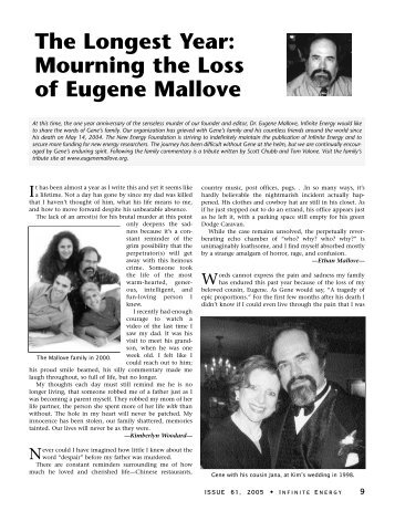 The Longest Year: Mourning the Loss of Eugene Mallove