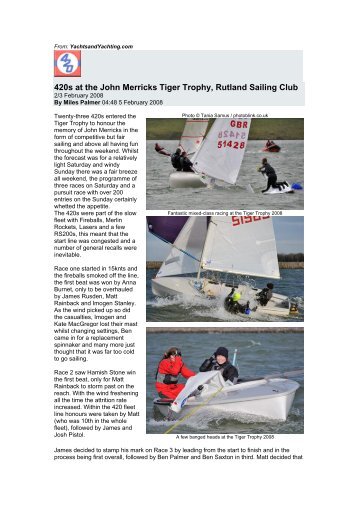 420s at the John Merricks Tiger Trophy, Rutland Sailing Club