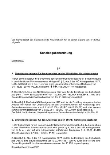 Kanalabgabenordnung (13 KB) - .PDF - Stadtgemeinde Neulengbach