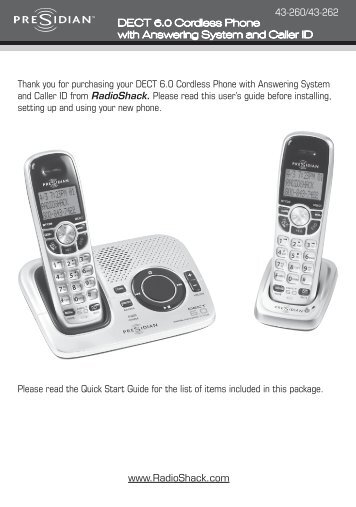 Radio shack dect 6.0 instructions