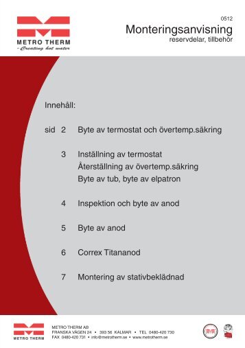 Monteringsanvisning reservdelar - Metro Therm AB