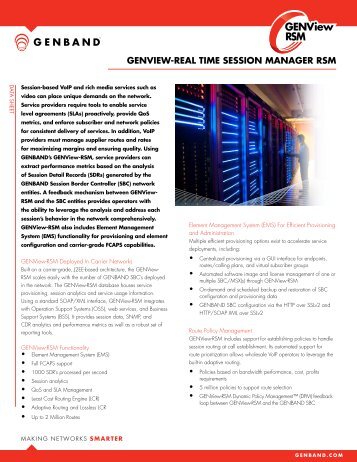 GENVIEW-REAL TIME SESSION MANAGER RSM - Genband