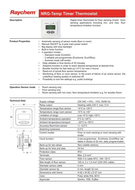 NRG-Temp Timer Thermostat