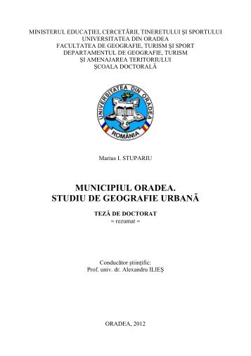MUNICIPIUL ORADEA. STUDIU DE ... - University of Oradea