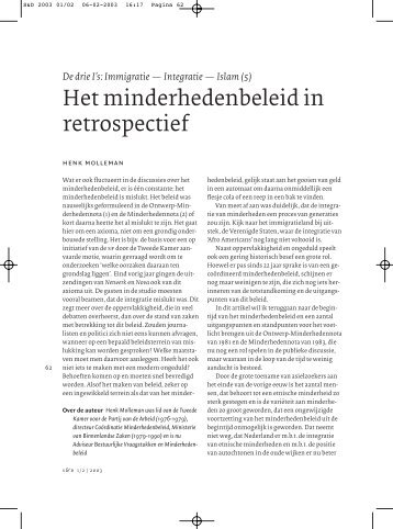 Het minderhedenbeleid in retrospectief