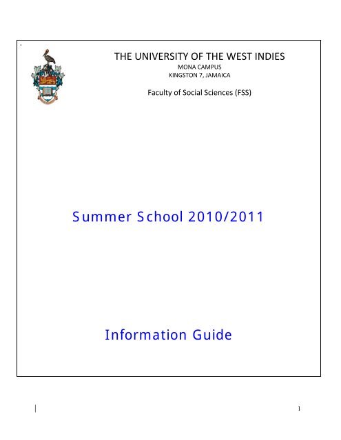 Summer School 2010/2011 Information Guide - Uwi.edu