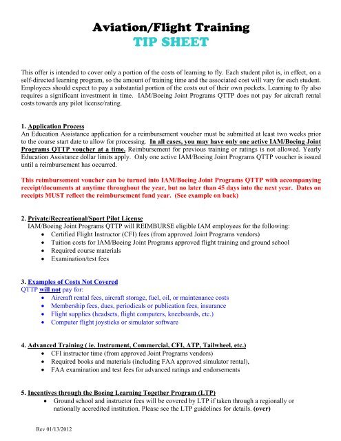 Flight Training Tipsheet - IAM/Boeing Joint Programs