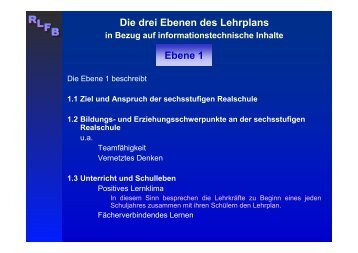Die drei Ebenen des Lehrplans Ebene 1