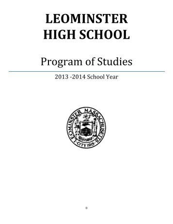 2013 - 2014 Program of Studies - Leominster High School - Website