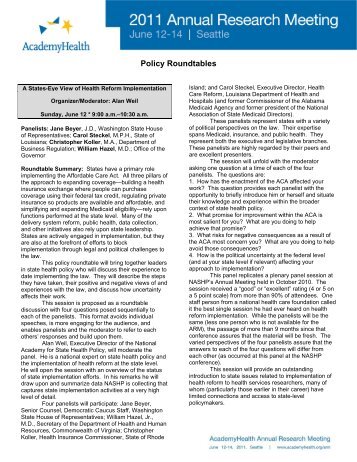 Policy Roundtable Abstracts - AcademyHealth