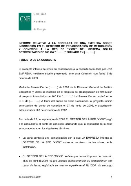 informe relativo a la consulta de una empresa sobre inscripciÃ³n en ...