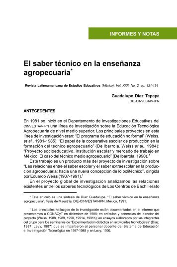 El saber tÃ©cnico en la enseÃ±anza agropecuaria - Centro de Estudios ...