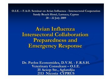 Avian Influenza Intersectoral Collaboration ... - Middle East - OIE