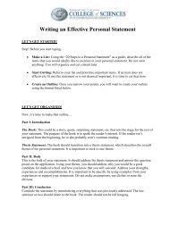 Writing an Effective Personal Statement