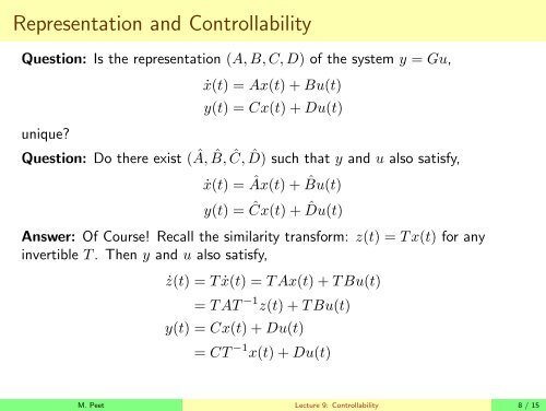 Lecture 9: Controllability and Observability - Illinois Institute of ...