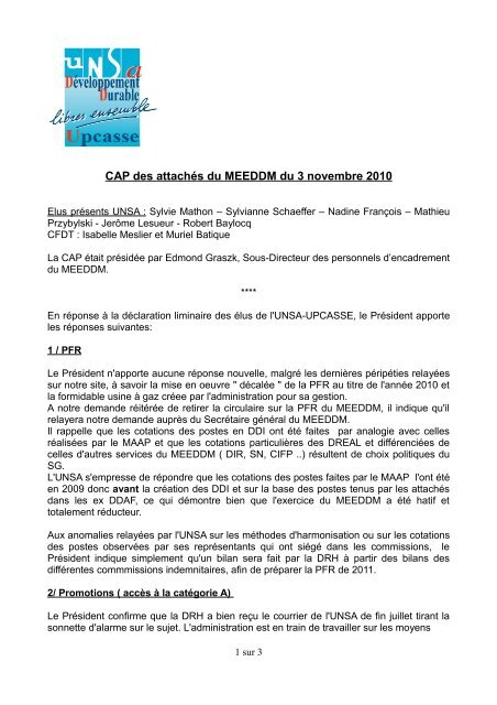 CR_CAP_03_11_2010 - Site conÃ§u par l'UNSA-UPCASSE