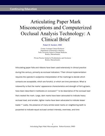 Articulating Paper Mark Misconceptions and Computerized Occlusal ...