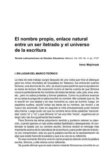 El nombre propio, enlace natural entre un ser iletrado y el universo ...