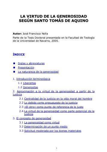 la virtud de la generosidad según santo tomás de aquino