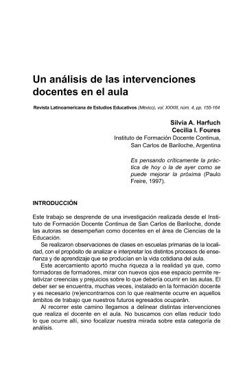 Un anÃ¡lisis de las intervenciones docentes en el aula 155