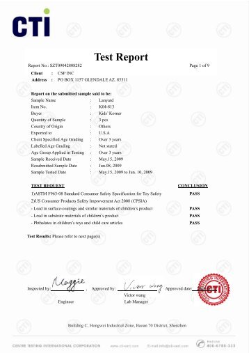 Test Report - Test Results