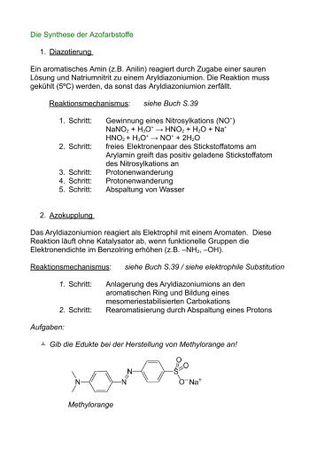 Die Synthese der Azofarbstoffe 1. Diazotierung Ein ... - herregger