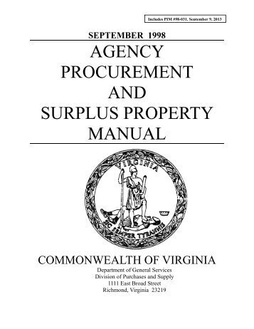 agency procurement and surplus property manual - Eva.virginia.gov