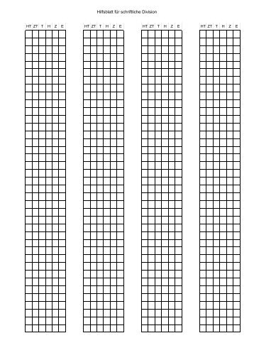 Hilfsblatt fÃ¼r schriftliche Division