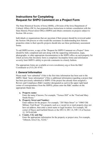Instructions for Requesting SHPO Comment - State Historical ...
