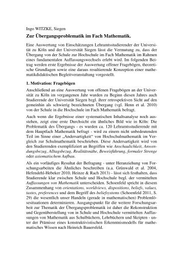 Zur Ãbergangsproblematik im Fach Mathematik (BzMU 2013)