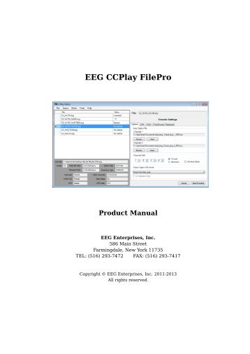 EEG CCPlay FilePro Product Manual - EEG Enterprises