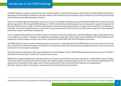 2011 EWB Challenge Design Brief - Engineers Without Borders UK