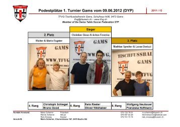 1. Tischfussballturnier Gams DYP - TFVG