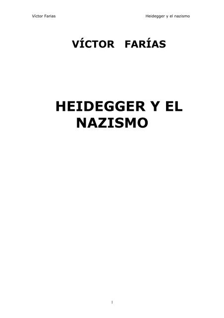 Farias Victor, Heidegger y el nazismo