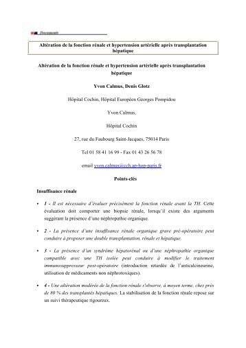 AltÃ©ration de la fonction rÃ©nale et hypertension artÃ©rielle aprÃ¨s ... - Afef