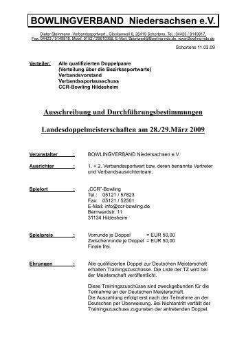 Dieter Steinmann - Bowlingverband Niedersachsen e.V.