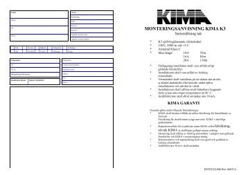 MONTAGEANVISNING KIMA K3 - 20 W/m