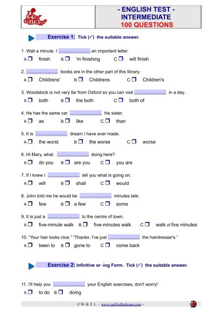 english test - intermediate 100 questions - I spilled the beans