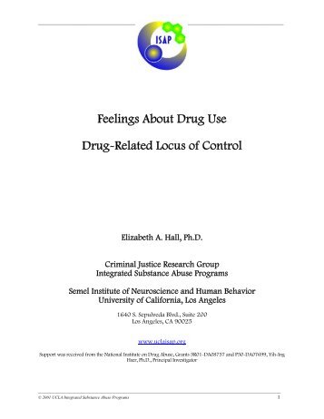 FEELINGS ABOUT DRUG USE Drug-Related  Locus of Control