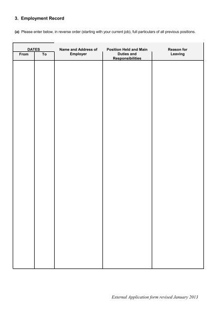 IBTS External Application Form 2013 PDF Format