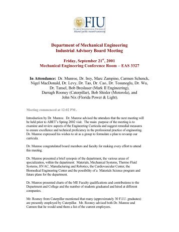 Industrial Advisory Board Meeting on September 21, 2001