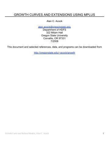 growth curves and extensions using mplus - UCLA Integrated ...