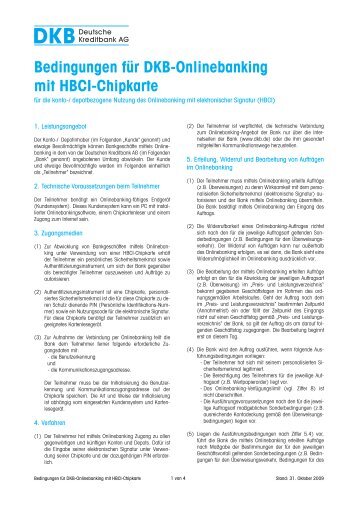 Bedingungen für Dkb-Onlinebanking mit Hbci-Chipkarte