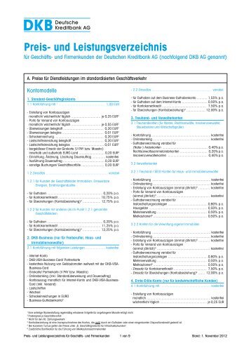 Preis- und Leistungsverzeichnis - Deutsche Kreditbank AG