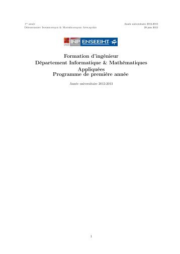 Formation d'ingÃ©nieur DÃ©partement Informatique ... - Enseeiht