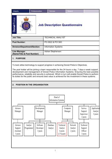 Job Description - Technical Analyst - Dorset Police