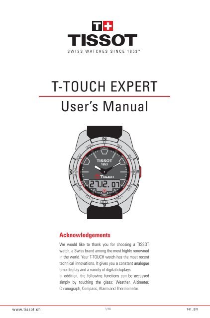 T-TOUCH EXPERT User's Manual - Tissot
